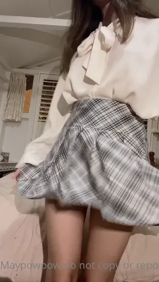 Aminane Topless Plaid Skirt Tease OnlyFans Video Leaked