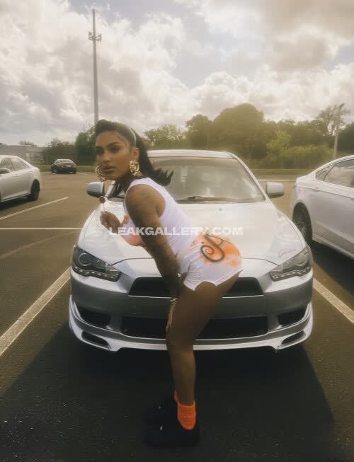 Aniyah Albino Shorts Straddle Car Hood OnlyFans Photo Leaked